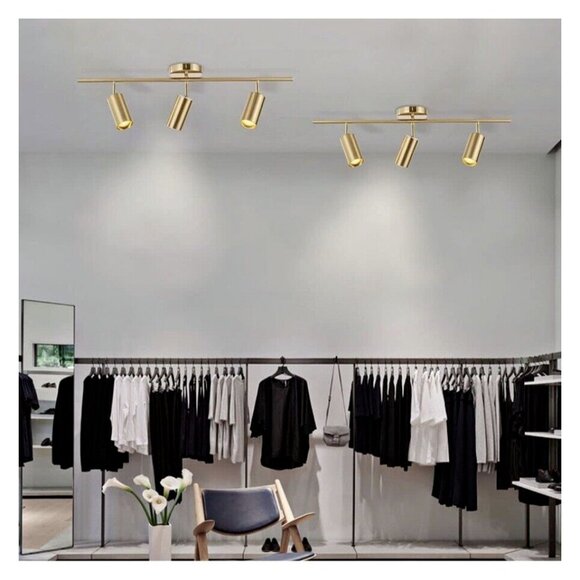 KCO Lighting Adjustable Track Lighting Fixture Brushed Brass 3-Light Gold - Picture 8 of 10